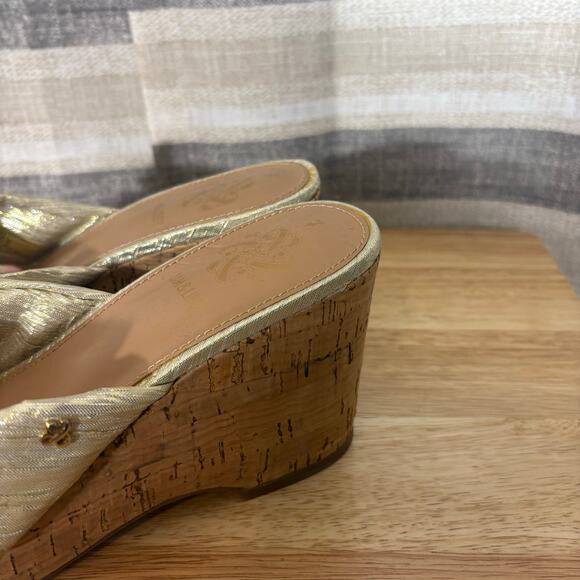 Sam & Libby Gold Metallic Wedges Size 7 - Picture 5 of 8